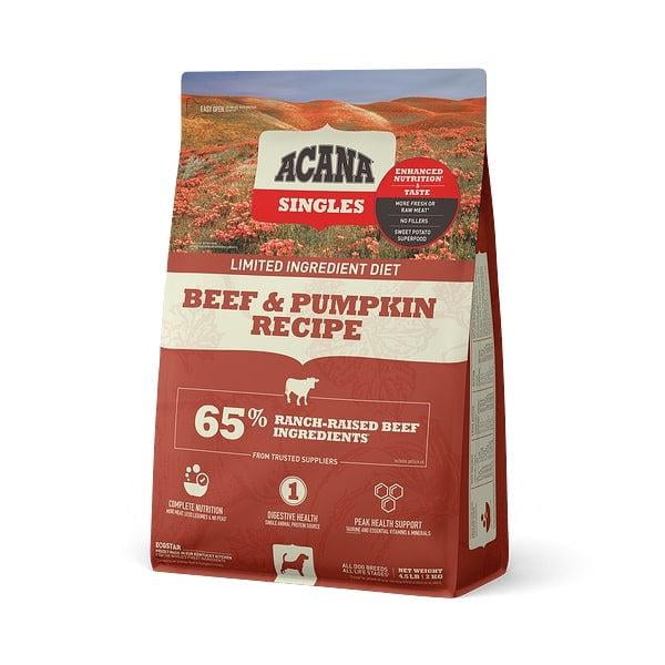 ACANA Singles, Beef and Pumpkin Recipe, Limited Ingredient Diet Dry Dog Food 25 lb