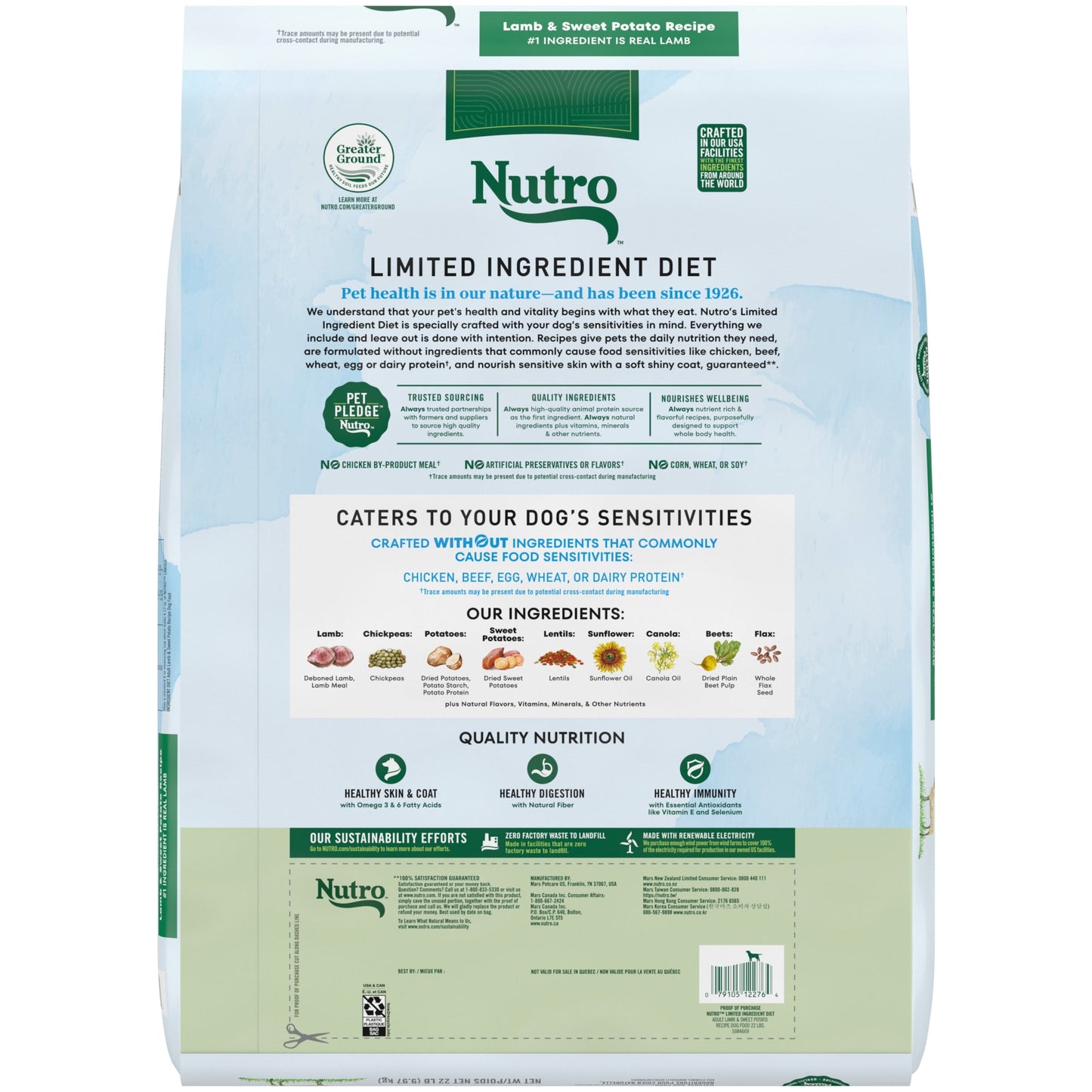 Nutro Limited Ingredient Diet Adult Dry Dog Food, Lamb & Sweet Potato Recipe, 22 Lbs.