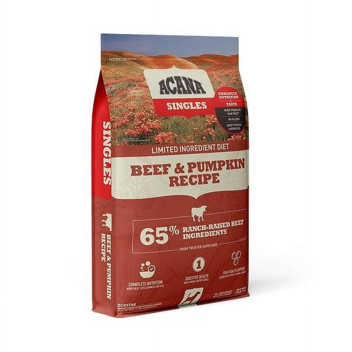 ACANA Singles, Beef and Pumpkin Recipe, Limited Ingredient Diet Dry Dog Food 25 lb