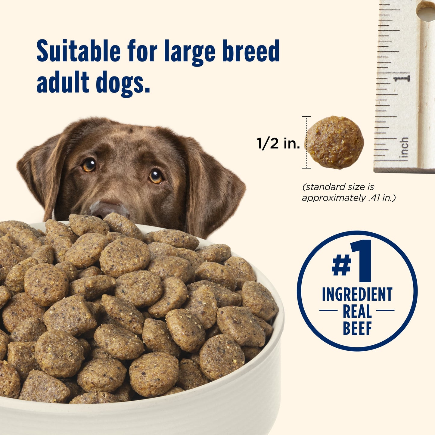 Nutrish Large Breed Real Beef, Pea, Carrot & Brown Rice Recipe Whole Health Blend Dry Dog Food, 40 lb. Bag (Rachael Ray)