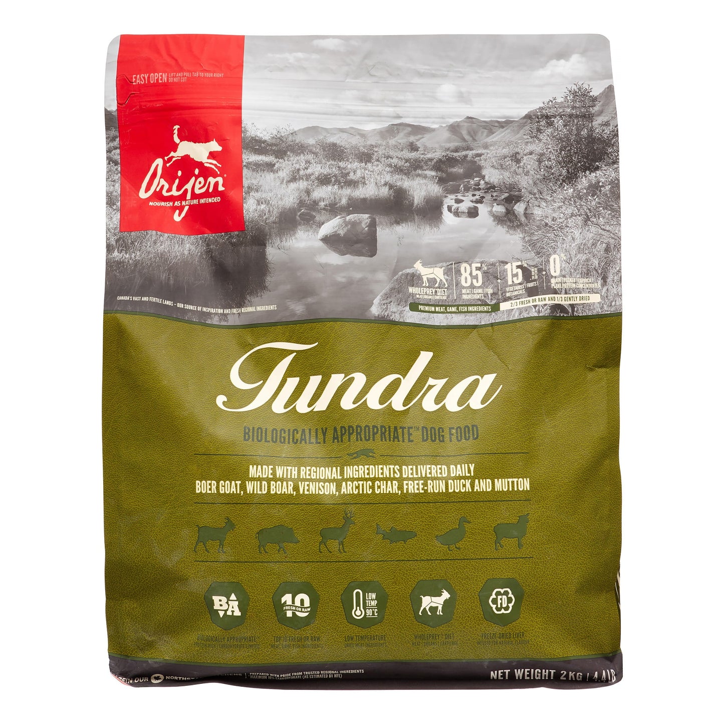 Orijen Tundra Biologically Appropriate Goat, Boar, Venison, Duck, Mutton & Char Dry Dog Food, 4 lb