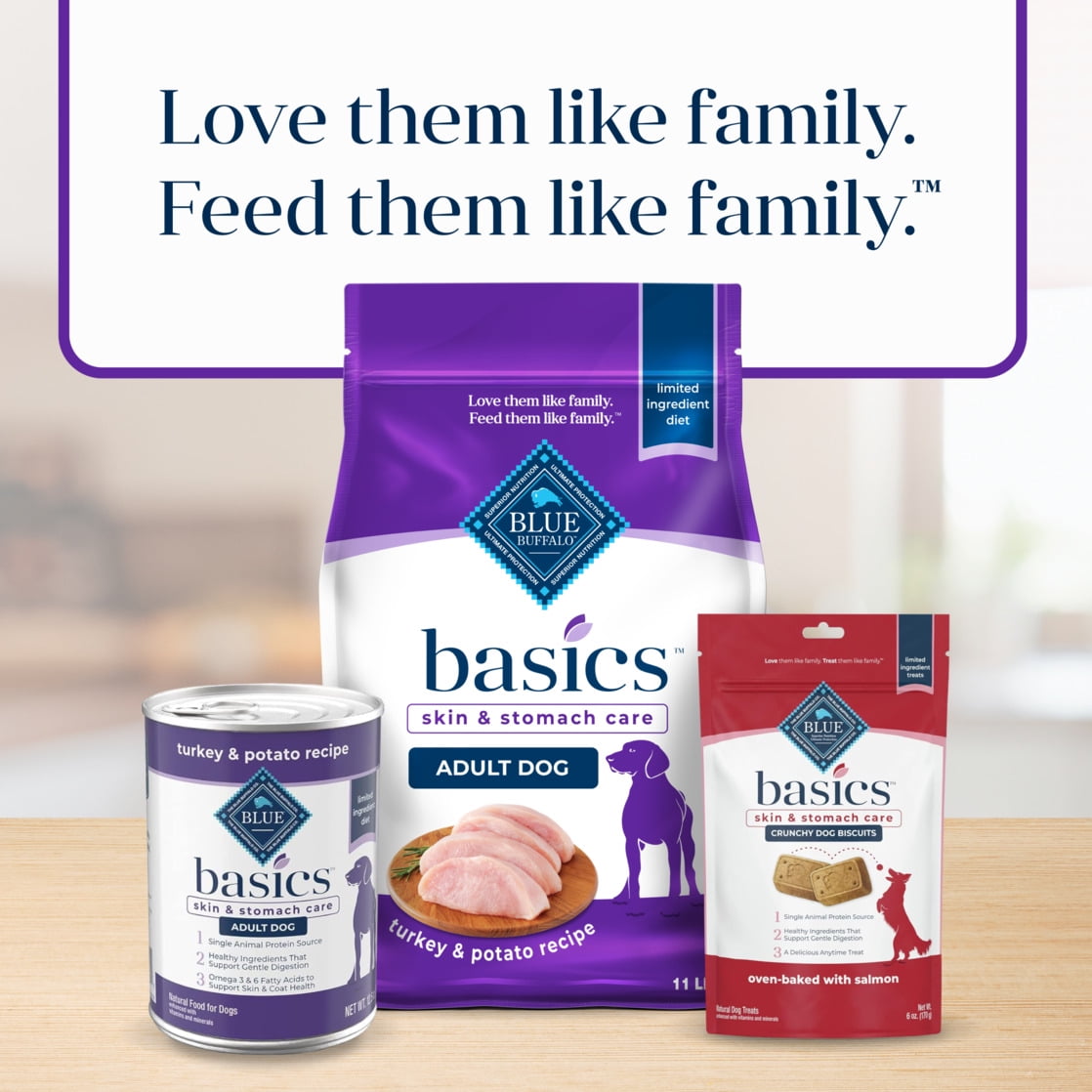 Blue Buffalo Basics Adult Dry Dog Food, Skin & Stomach Care, Turkey Recipe, 11lb