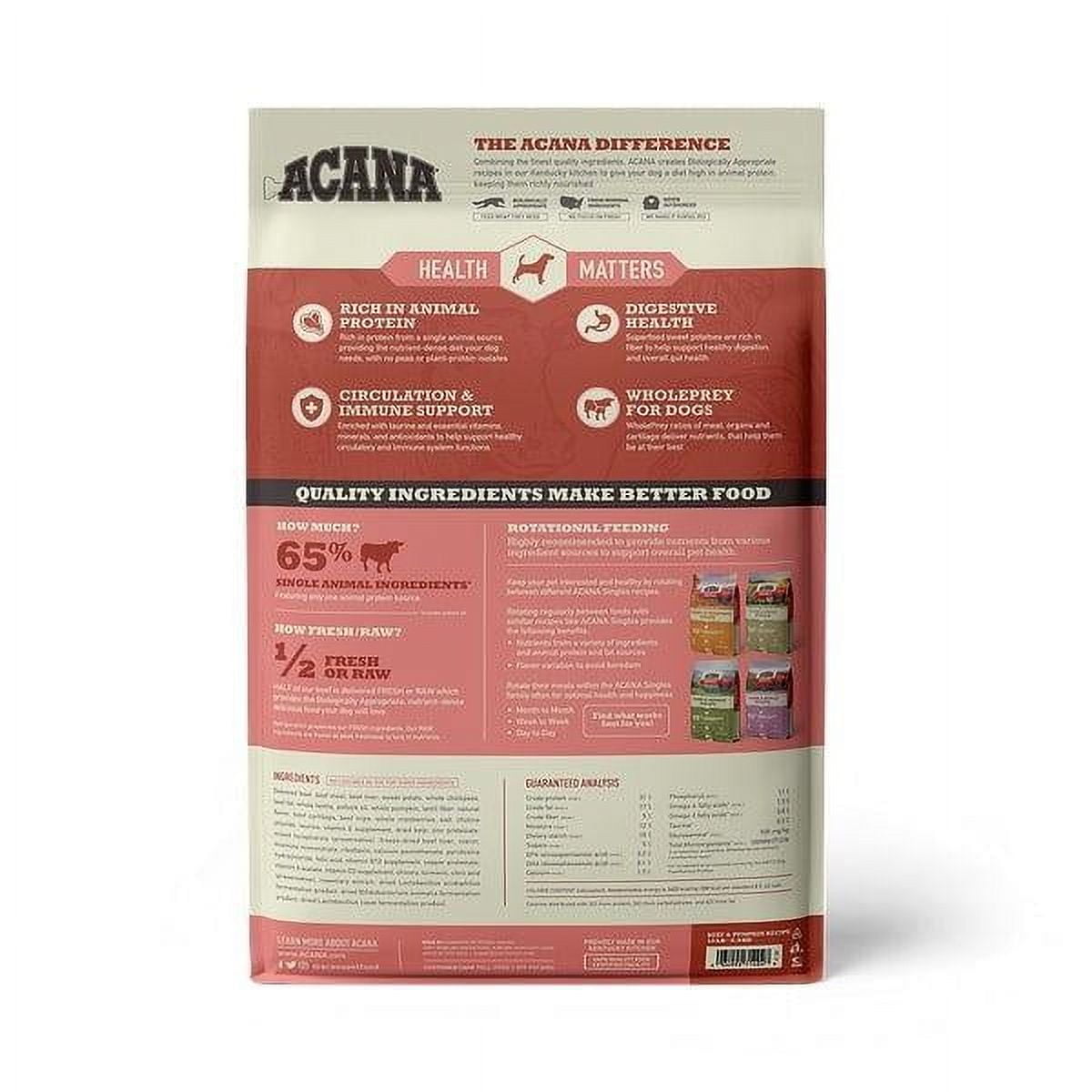 ACANA Singles, Beef and Pumpkin Recipe, Limited Ingredient Diet Dry Dog Food 25 lb