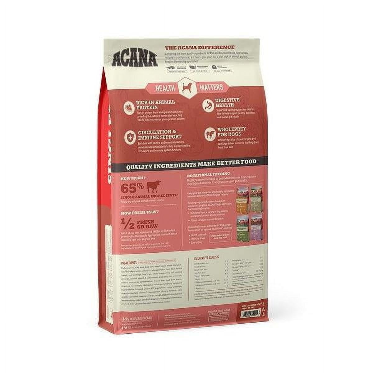 ACANA Singles, Beef and Pumpkin Recipe, Limited Ingredient Diet Dry Dog Food 25 lb