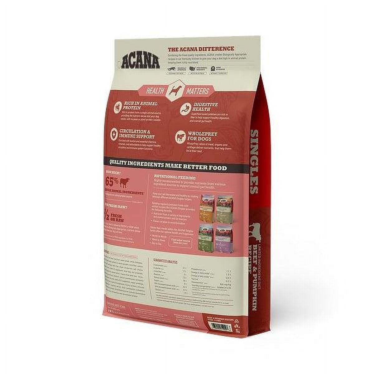 ACANA Singles, Beef and Pumpkin Recipe, Limited Ingredient Diet Dry Dog Food 25 lb