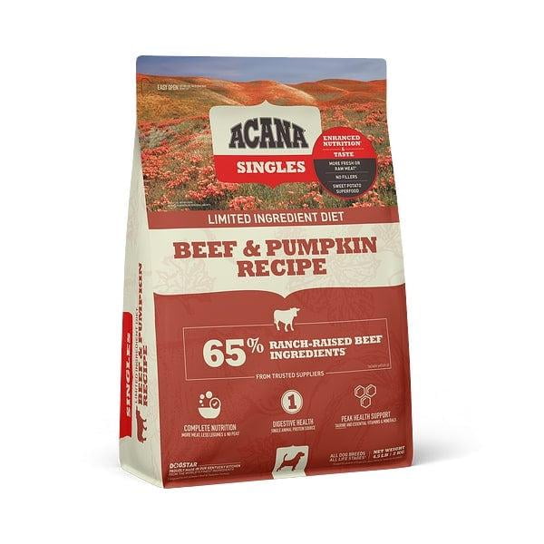 ACANA Singles, Beef and Pumpkin Recipe, Limited Ingredient Diet Dry Dog Food 25 lb