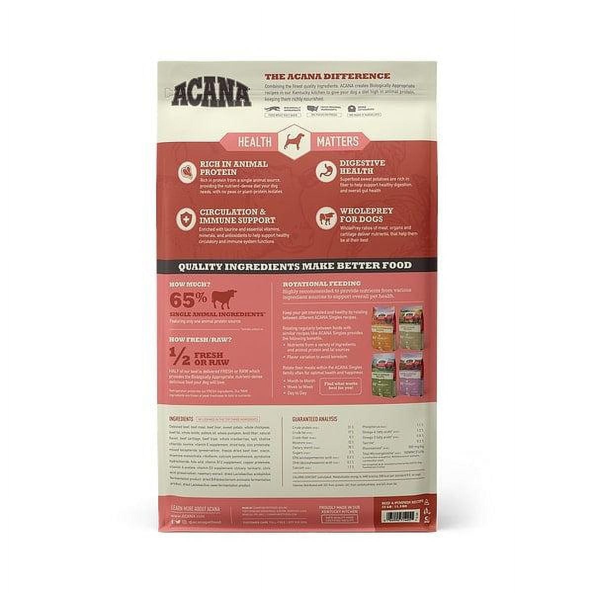 ACANA Singles, Beef and Pumpkin Recipe, Limited Ingredient Diet Dry Dog Food 25 lb