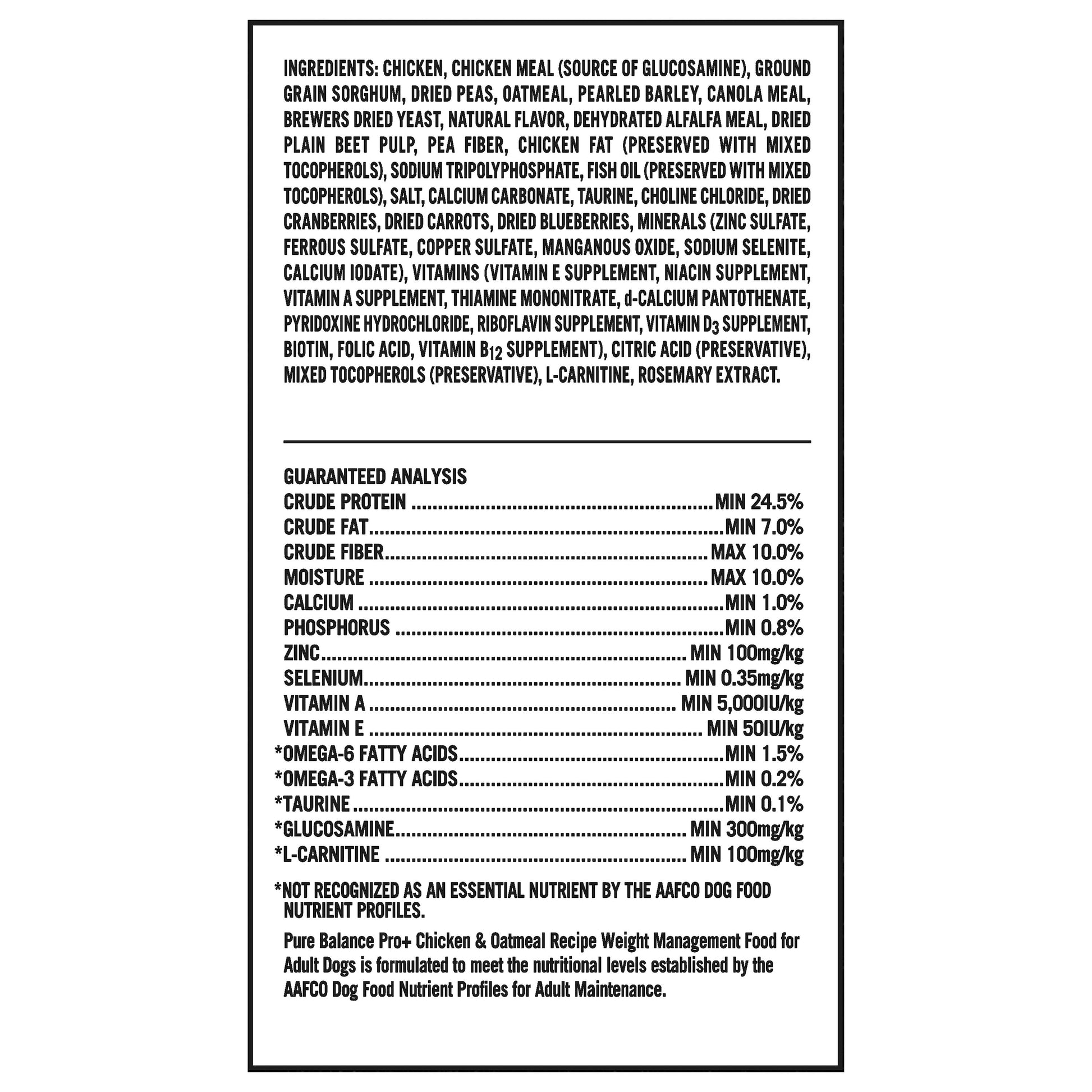 Pure Balance Pro+ Weight Management Chicken & Oatmeal Recipe Dry Dog Food, 8 lbs