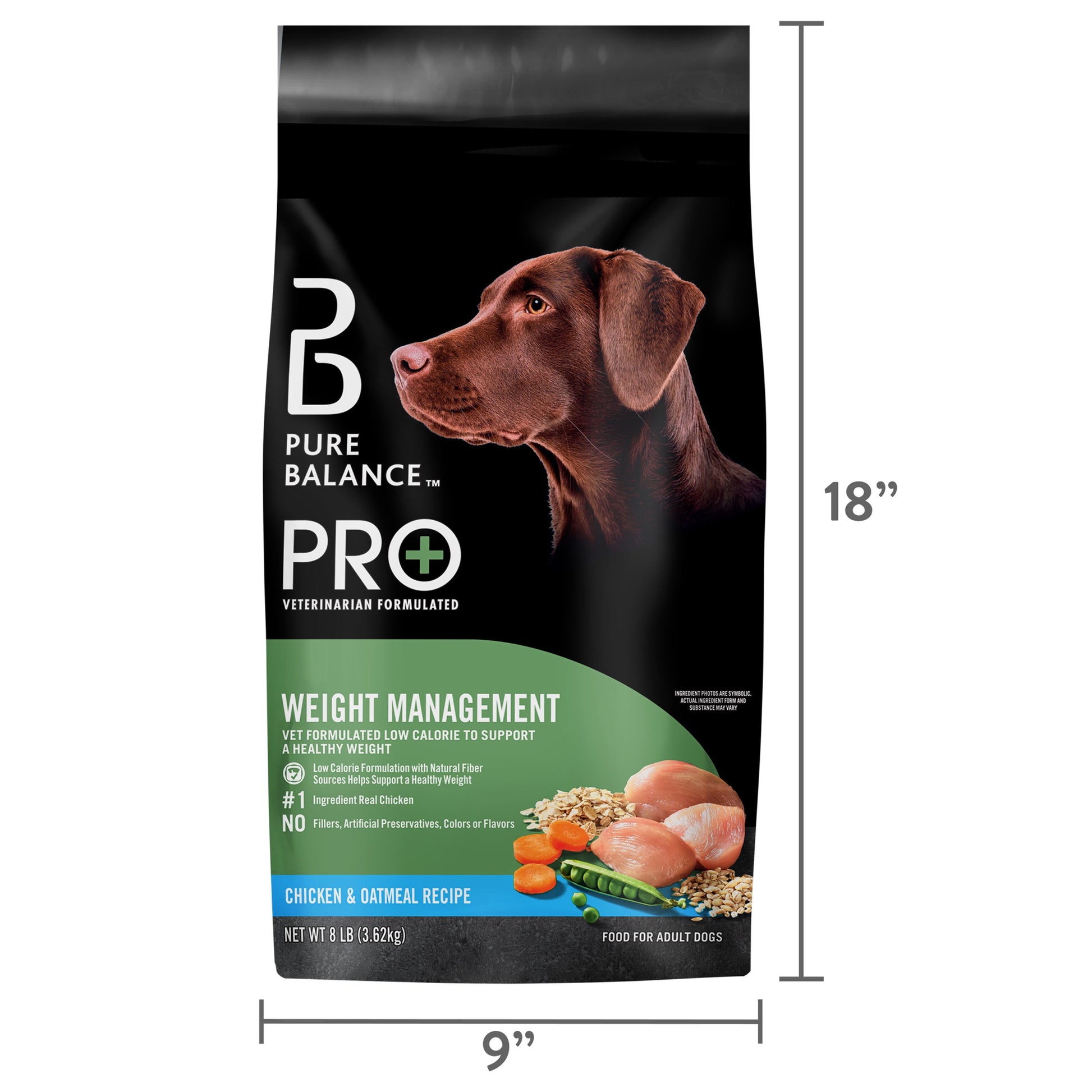 Pure Balance Pro+ Weight Management Chicken & Oatmeal Recipe Dry Dog Food, 8 lbs