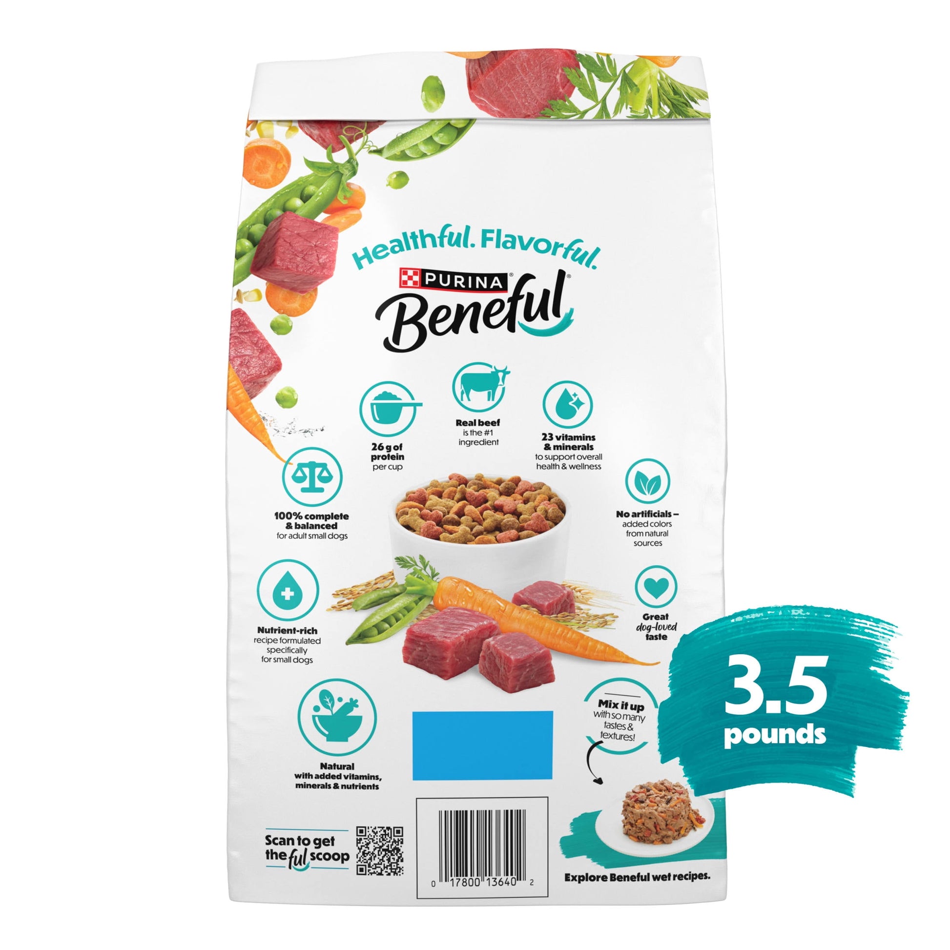 Purina Beneful Incredibites with Farm-Raised Beef Natural Small Breed Dry Dog Food with Added Vitamins, Minerals and Nutrients, 3.5 lb Bag