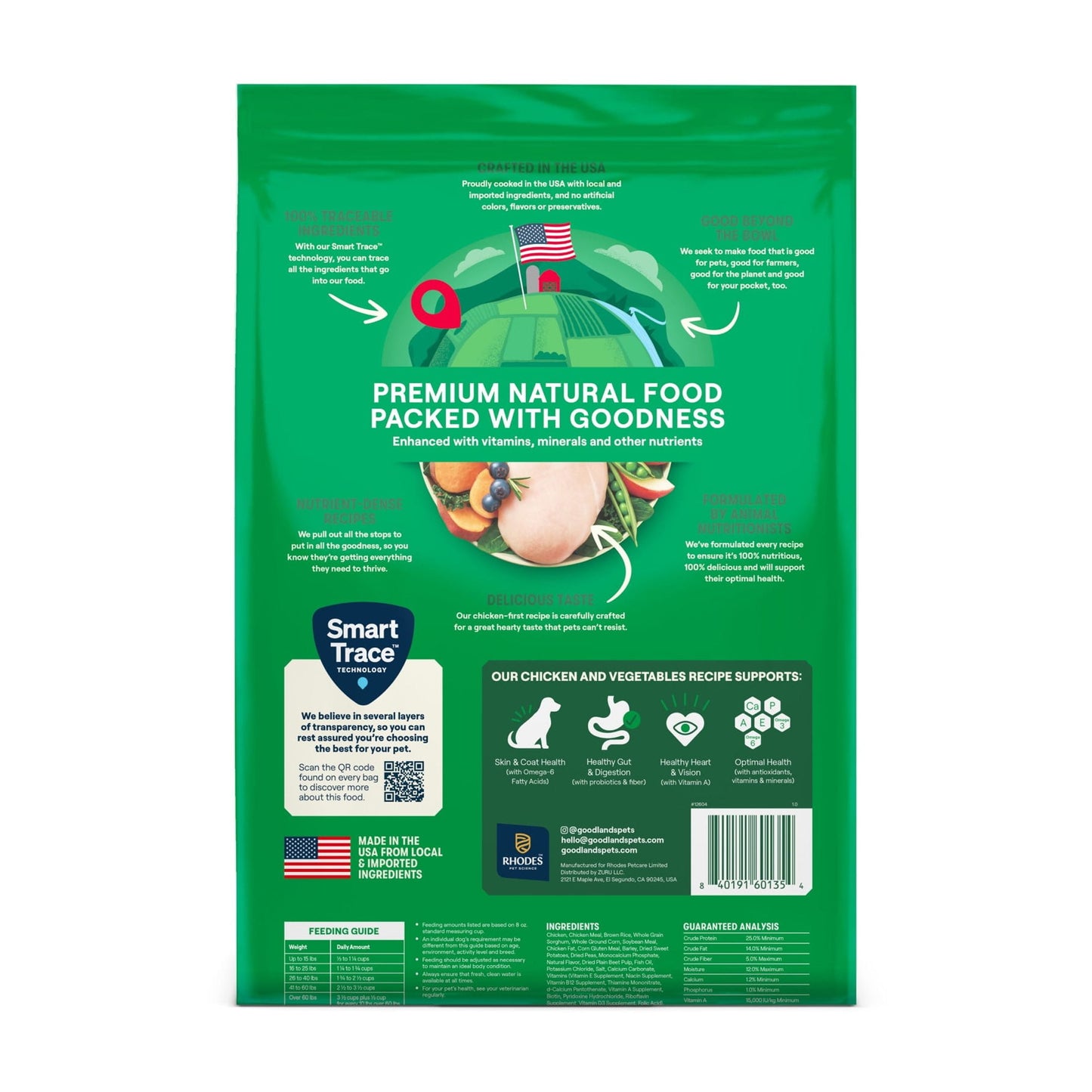 Goodlands Cage-Free Chicken & Vegetable Flavor, Dry Adult Dog Food with Probiotics, 14 lb Bag