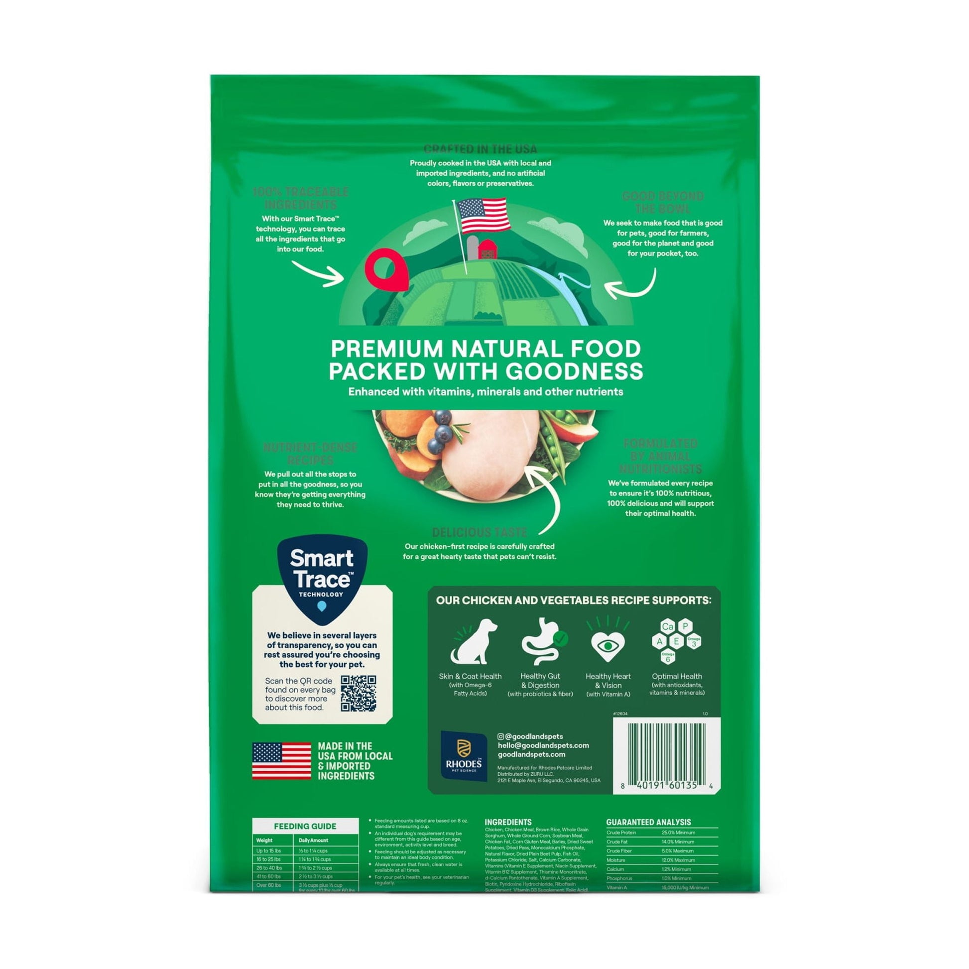Goodlands Cage-Free Chicken & Vegetable Flavor, Dry Adult Dog Food with Probiotics, 14 lb Bag