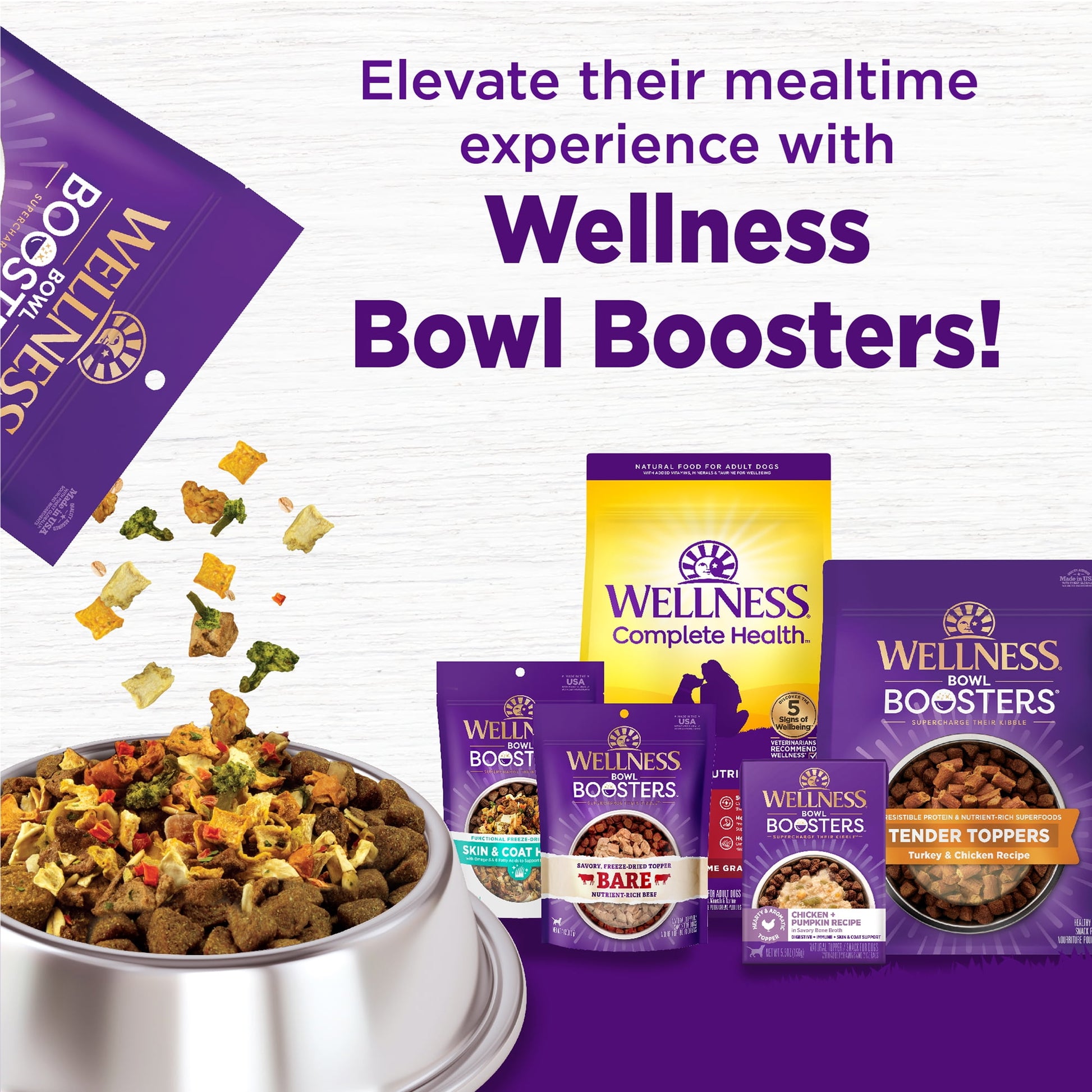 Wellness Bowl Boosters Tender Toppers, Healthy Grain Free Dog Food Topper, Lamb & Salmon Recipe, 8 Ounce Bag
