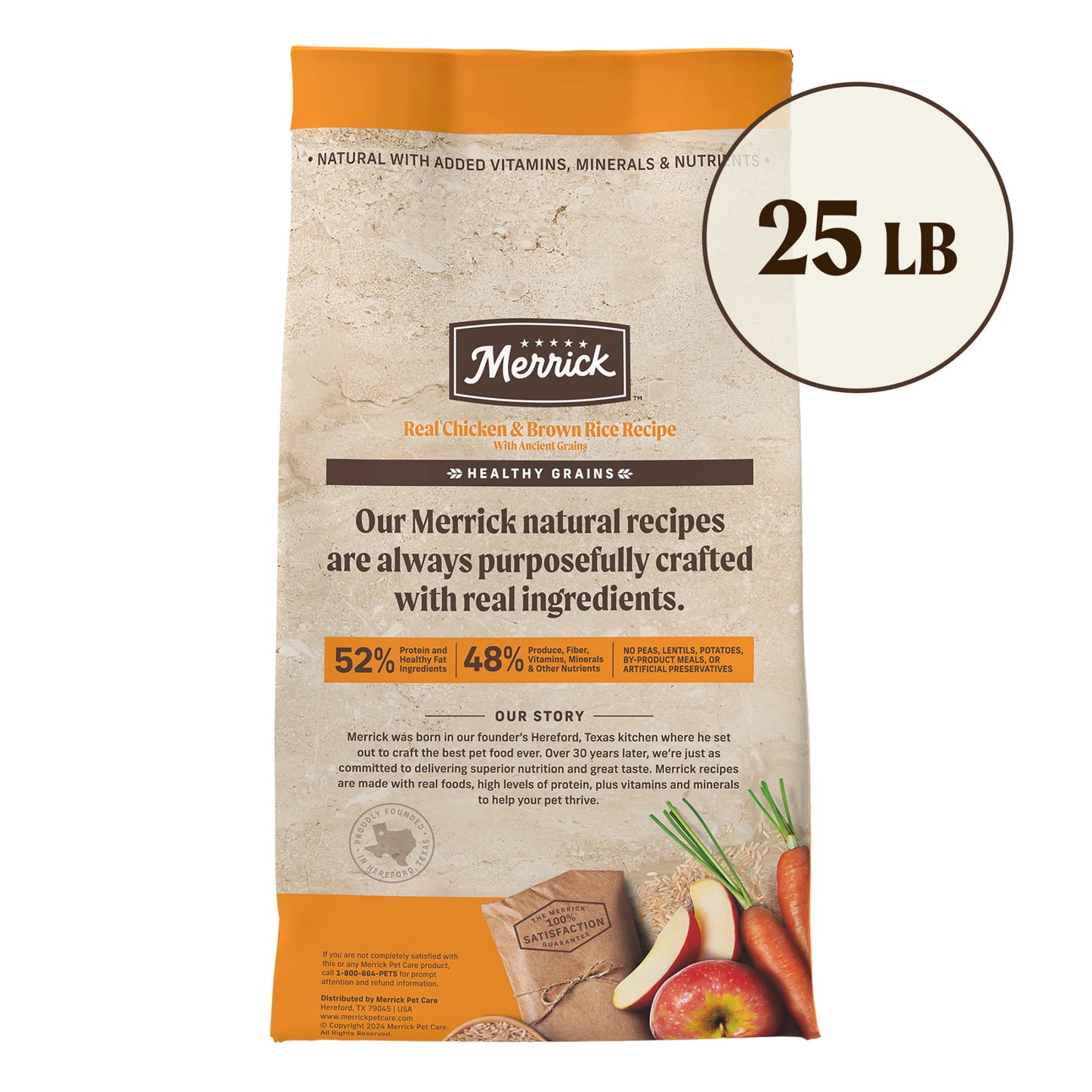 Merrick Real Chicken & Brown Rice Dry Dog Food, Whole Grain, 25 lb Bag