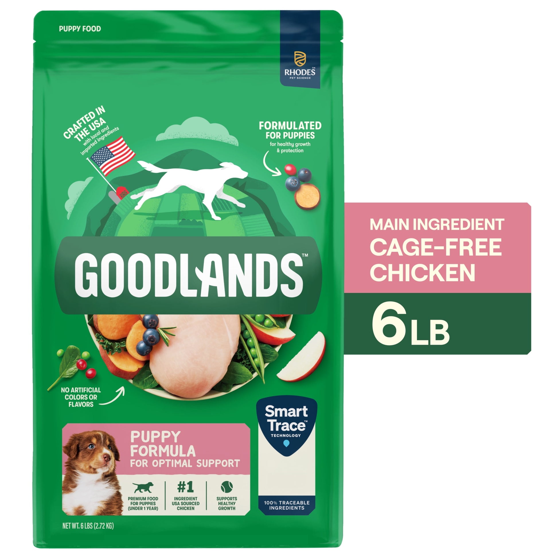 Goodlands Cage-Free Chicken Flavor, Dry Small Dog Food with Probiotics, 6 lb Bag