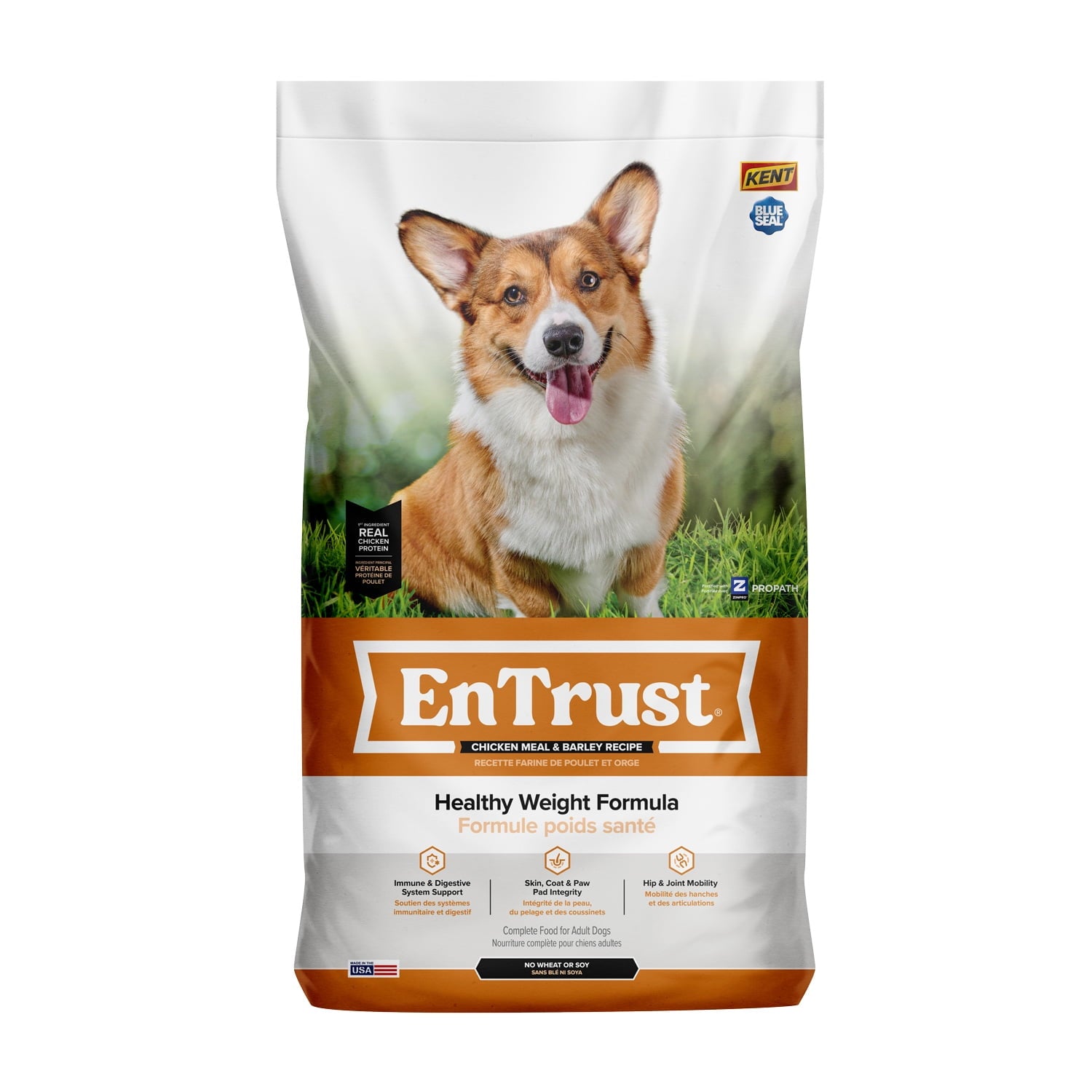 EnTrust Premium Adult Dog Food for Weight Control Chicken Meal and Barley Recipe 33lbs