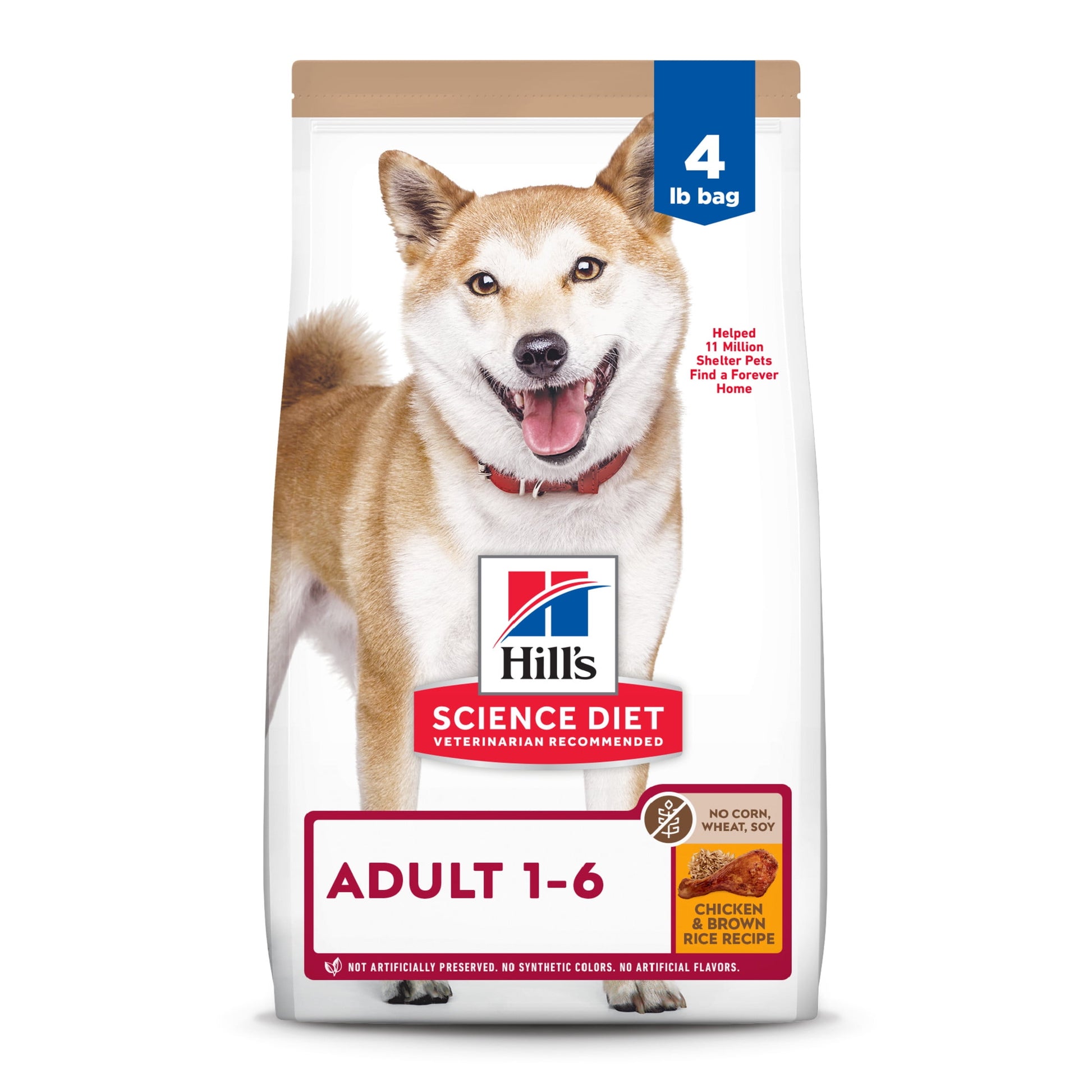 Hill's Science Diet No Corn, Wheat, Soy Chicken & Brown Rice Dry Dog Food, 4lb Bag