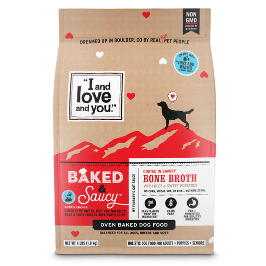 "I and love and you" Baked & Saucy Dry Dog Food, Beef + Sweet Potatoes 4LB
