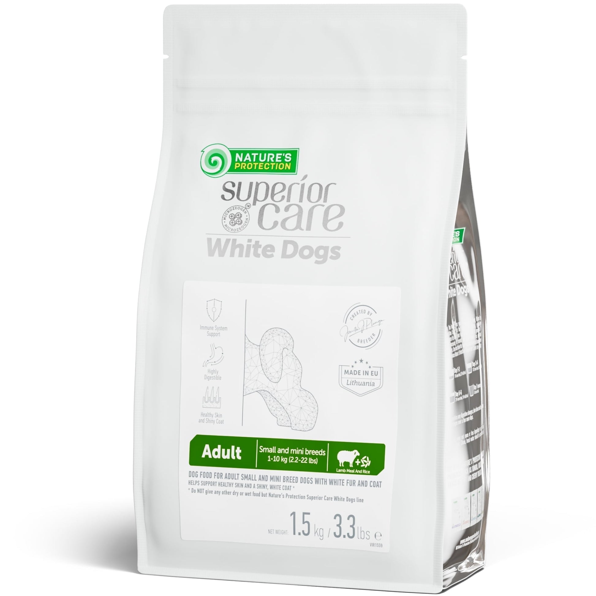 Nature's Protection Superior Care White Dogs Dry Dog Food - High Protein, Tear Stain Dog Food for Small & Mini Breeds Light Coated Adult Dogs, Fresh Pet Meal, Lamb and Rice, 3.3 lb