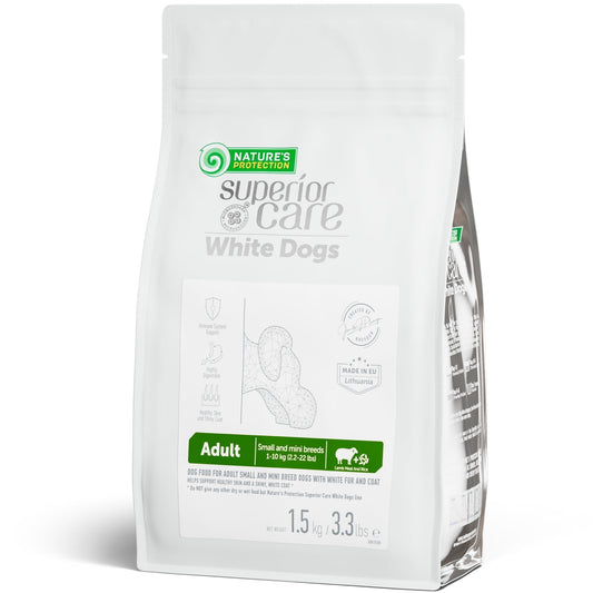 Nature's Protection Superior Care White Dogs Dry Dog Food - High Protein, Tear Stain Dog Food for Small & Mini Breeds Light Coated Adult Dogs, Fresh Pet Meal, Lamb and Rice, 3.3 lb