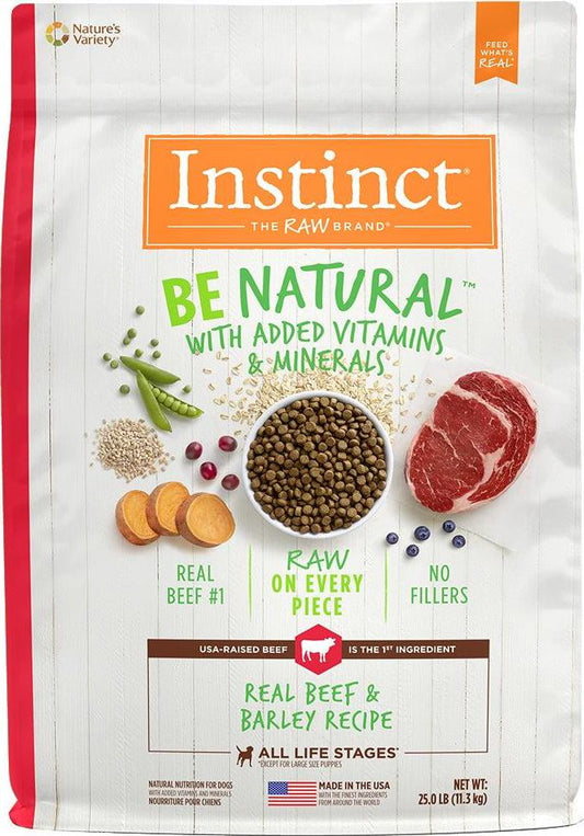 Nature's Variety Instinct Be Natural Beef and Barley Recipe Dry Dog Food 25 lb