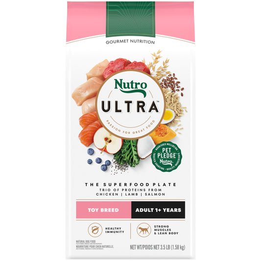 Nutro Ultra Adult Toy Breed Dry Dog Food, Trio Of Proteins From Chicken, Lamb And Salmon, 3.5 Lb Bag