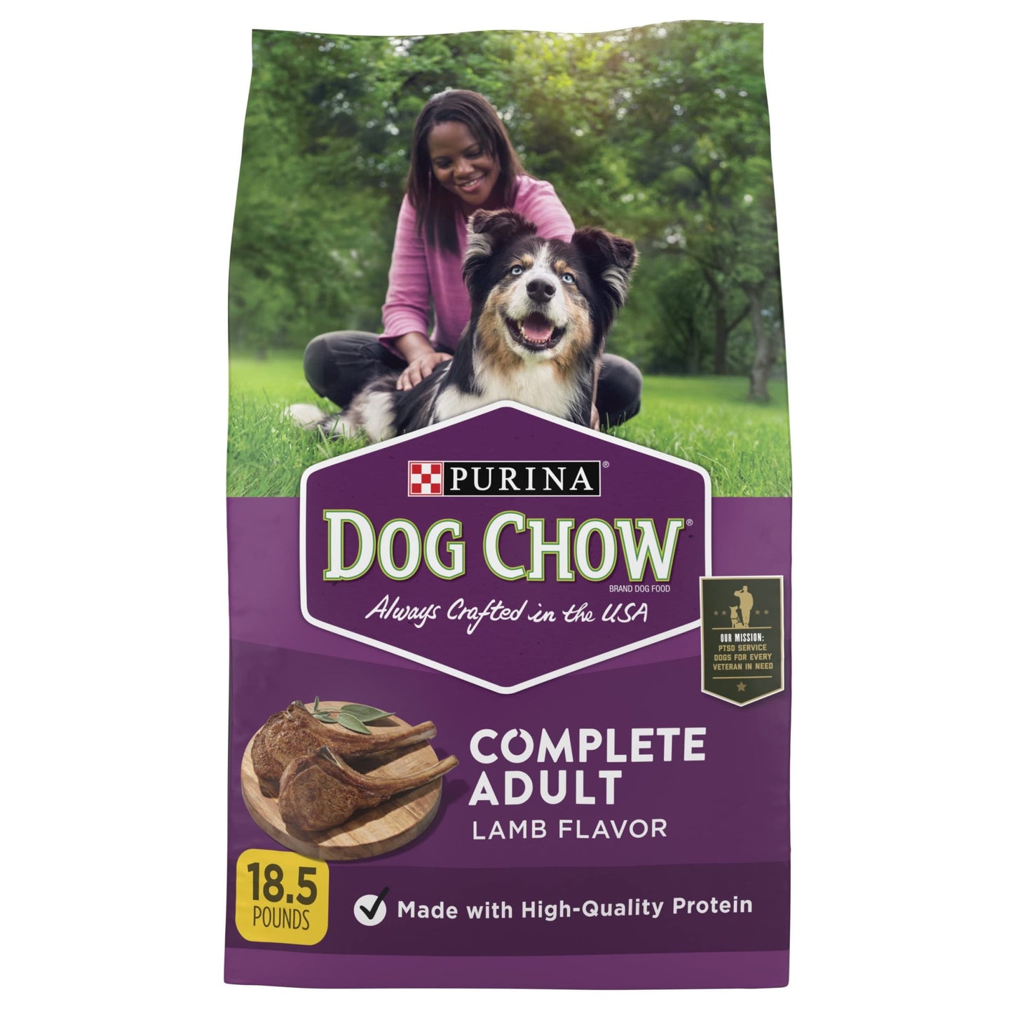 Purina Dog Chow Complete Adult Dry Dog Food Kibble with Lamb Flavor (Pack of 18)