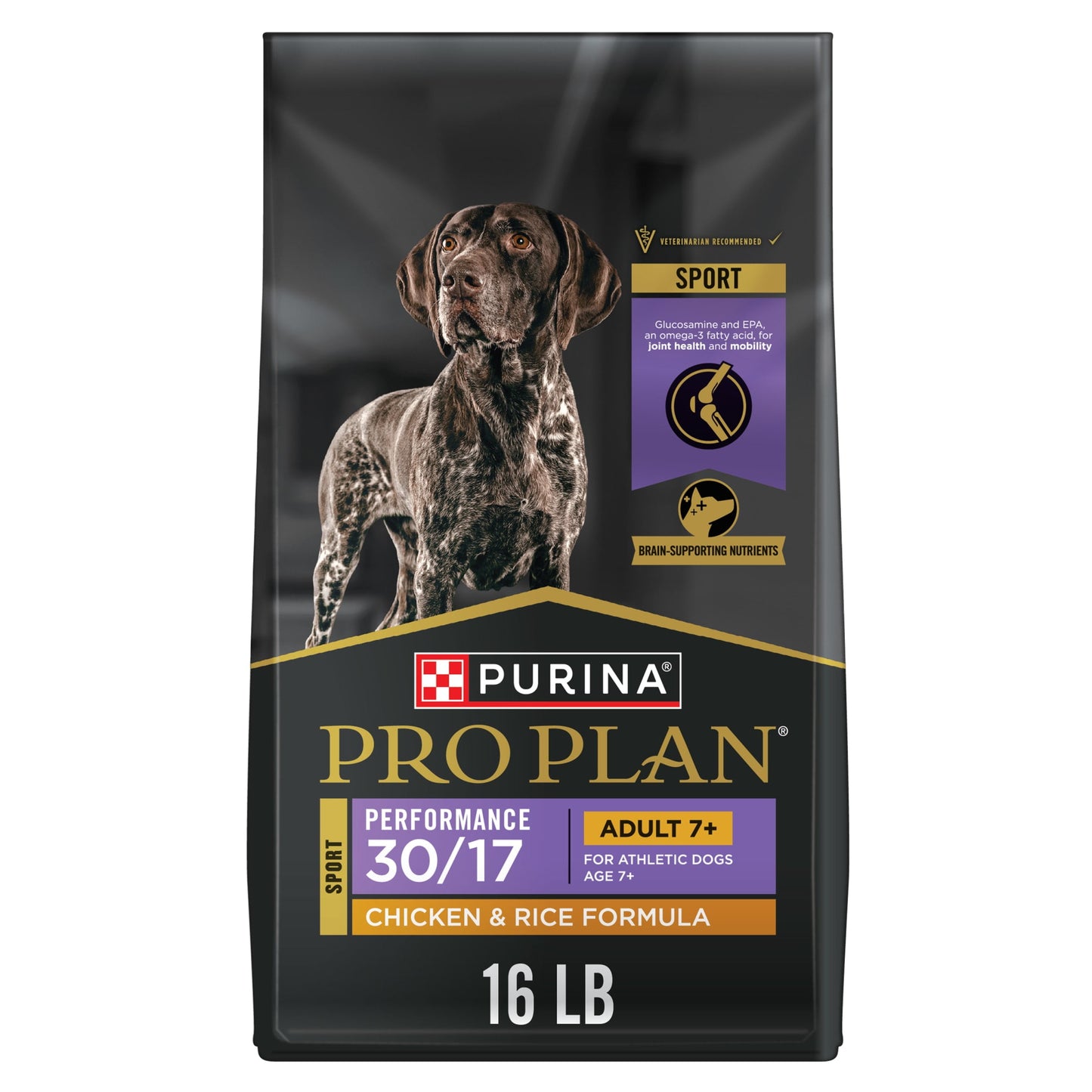 Purina Pro Plan Sport Adult 7 Plus Performance 30/17 Chicken and Rice High Protein Dog Food Dry Formula, 16 lb Bag