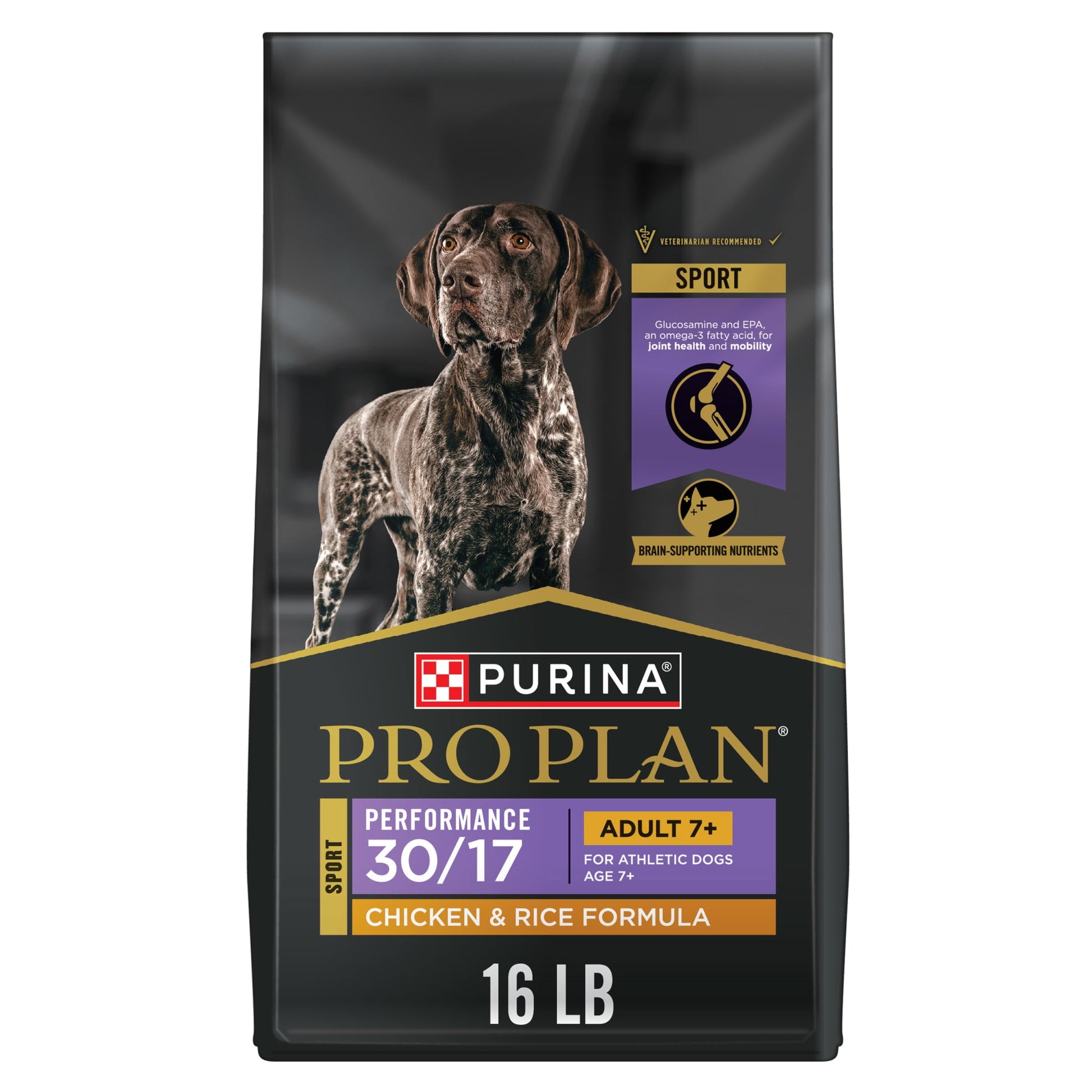 Purina Pro Plan Sport Adult 7 Plus Performance 30/17 Chicken and Rice High Protein Dog Food Dry Formula, 16 lb Bag