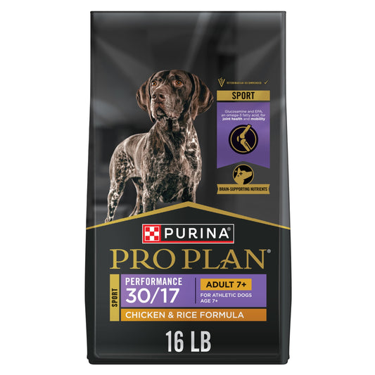 Purina Pro Plan Sport Adult 7 Plus Performance 30/17 Chicken and Rice High Protein Dog Food Dry Formula, 16 lb Bag