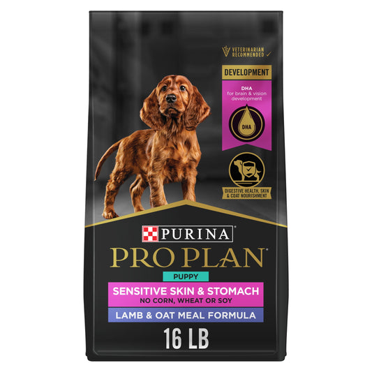 Purina Pro Plan Sensitive Skin and Stomach Puppy Food with Probiotics, Lamb & Oatmeal Formula, 16 lb. Bag