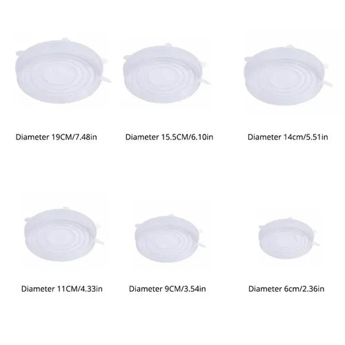 6Pcs/Set Transparent Silicone Kitchen Utensils Fresh-keeping Stretch
