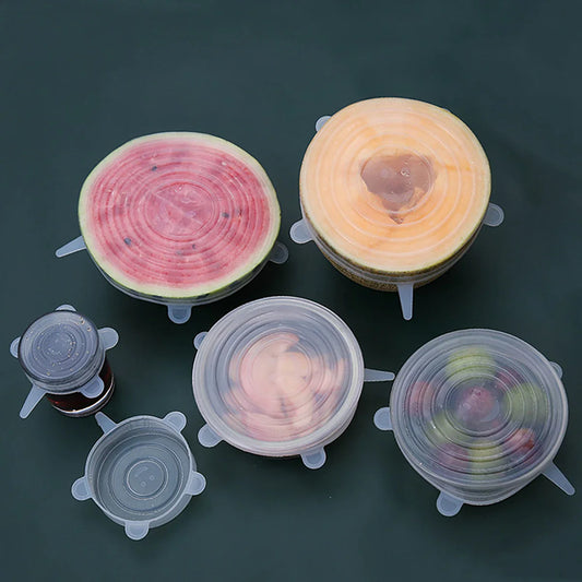 6Pcs/Set Transparent Silicone Kitchen Utensils Fresh-keeping Stretch