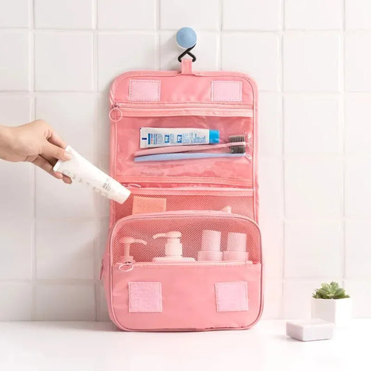 Portable Travel Toiletry Bag, Waterproof Hanging Storage Bag, Mesh