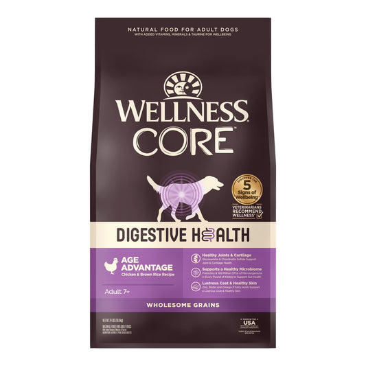 Wellness CORE Digestive Health Grained Senior Dry Dog Food, Age Advantage Recipe with Chicken, 24 Pound Bag