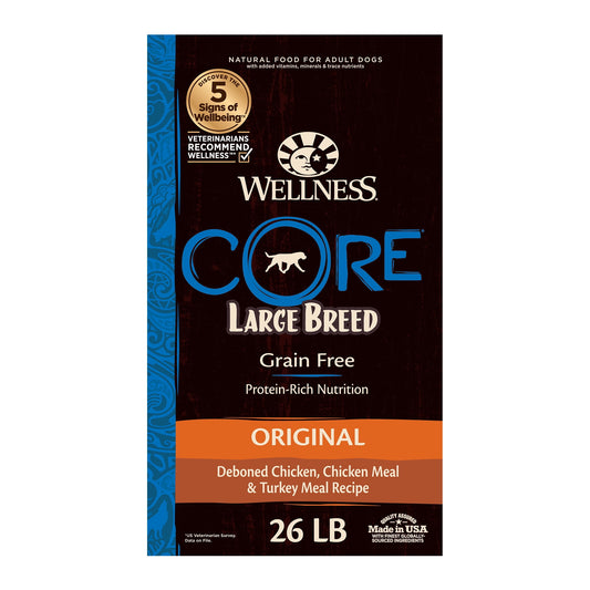 Wellness CORE Natural Grain Free Dry Dog Food, Large Breed Recipe, 26-Pound Bag