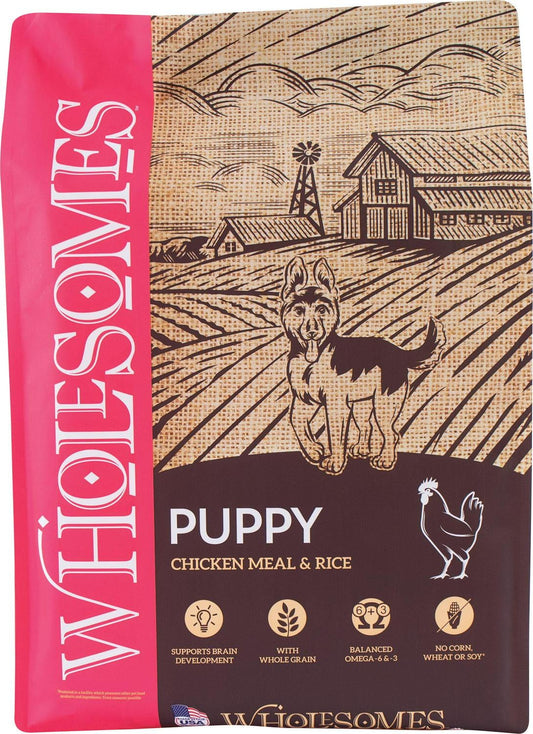 Wholesomes Puppy Digestion Support Grain-Free Chicken and Rice Recipe Dry Dog Food, 16.5 lb. Bag