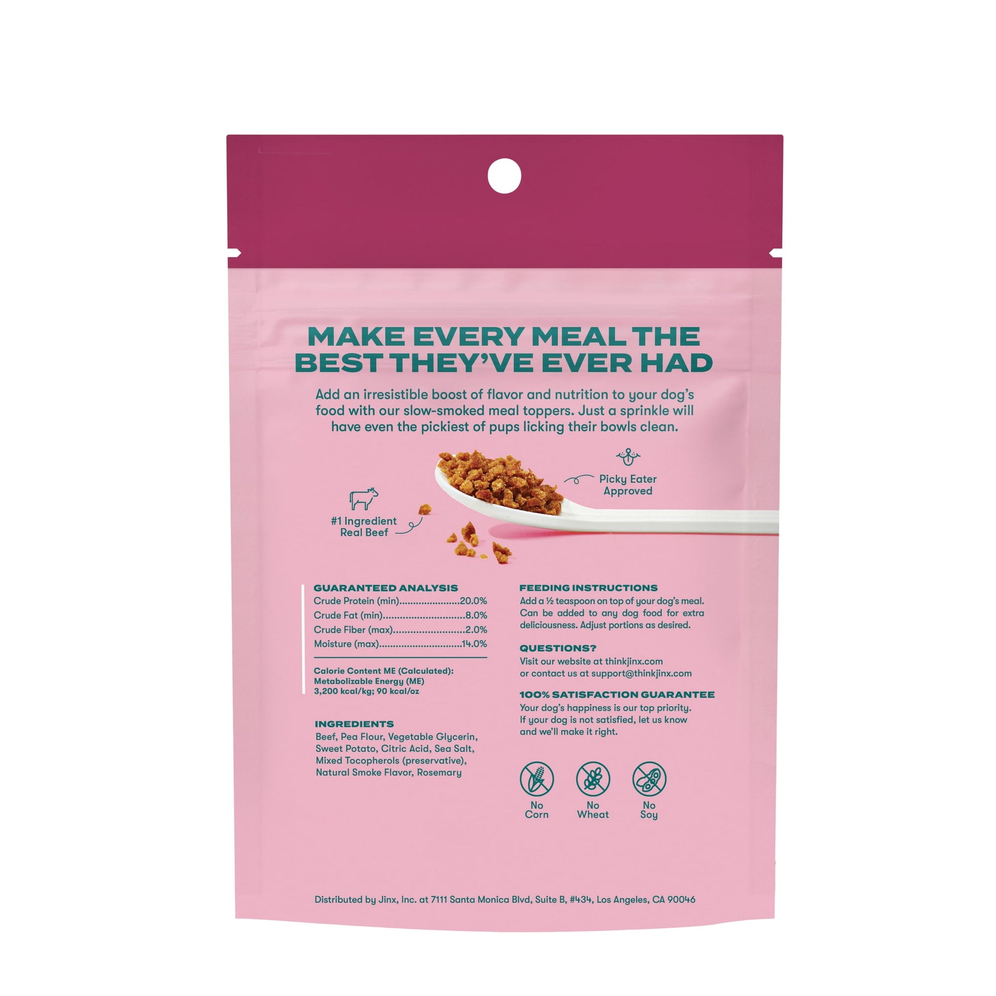 (2 pack) Jinx Crumbles Beef Recipe Flavor-Boosting Natural Dog Food Topper, 4 oz Bag