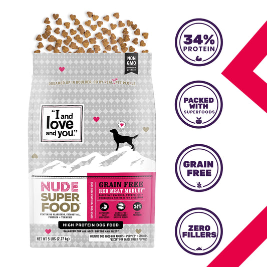 "I and love and you" Nude Food Red Meat Medley Dry Dog Food, 5 lb Bag