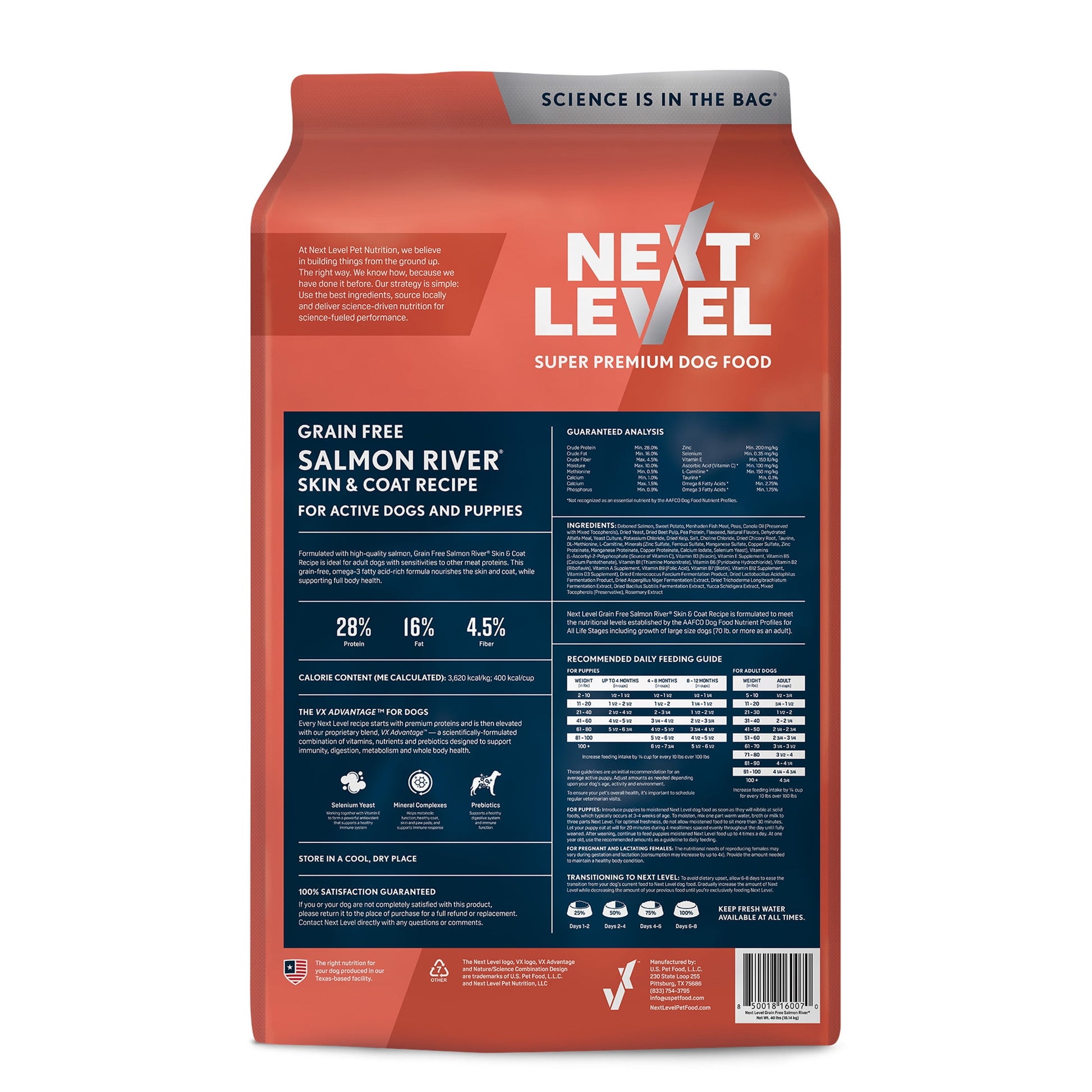 Next Level, Grain Free Salmon River® Skin & Coat Recipe, Dry Dog Food, 40 lbs