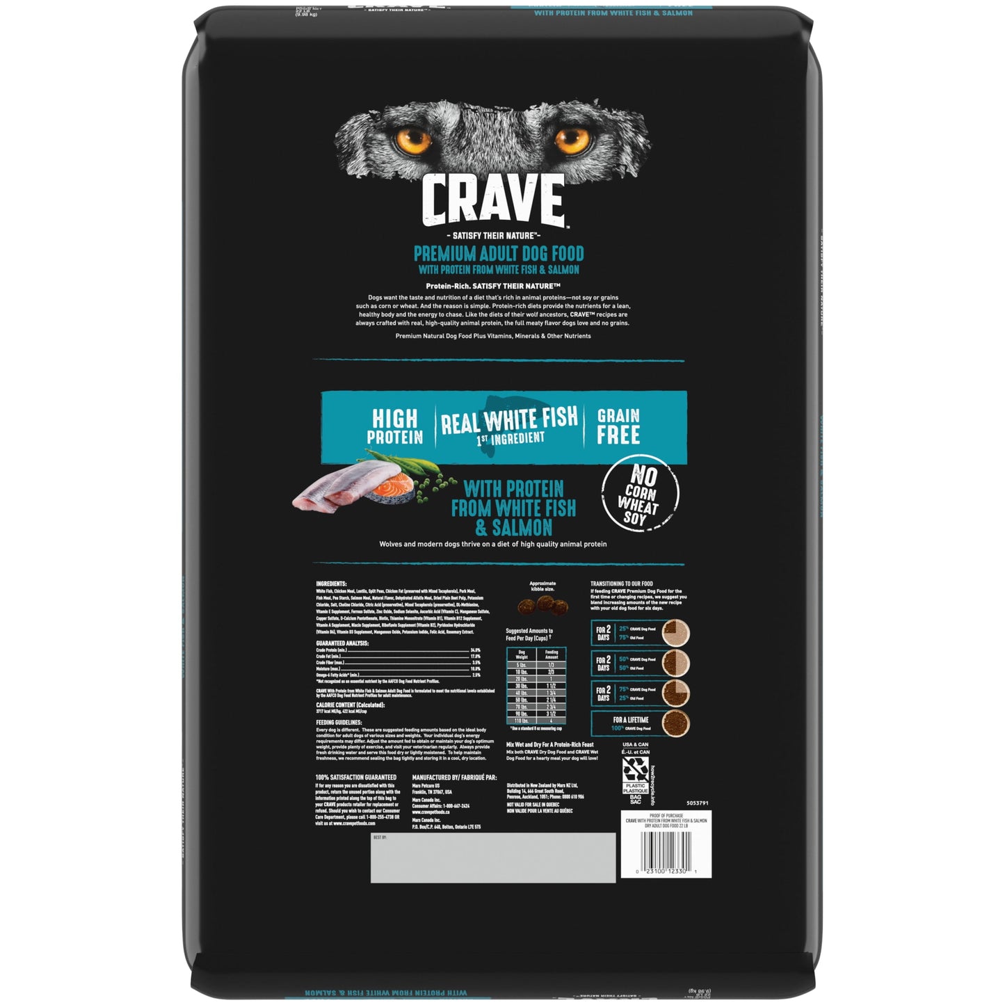 Crave Grain Free Adult Dry Dog Food With Protein From White Fish & Salmon, 22 Lb. Bag