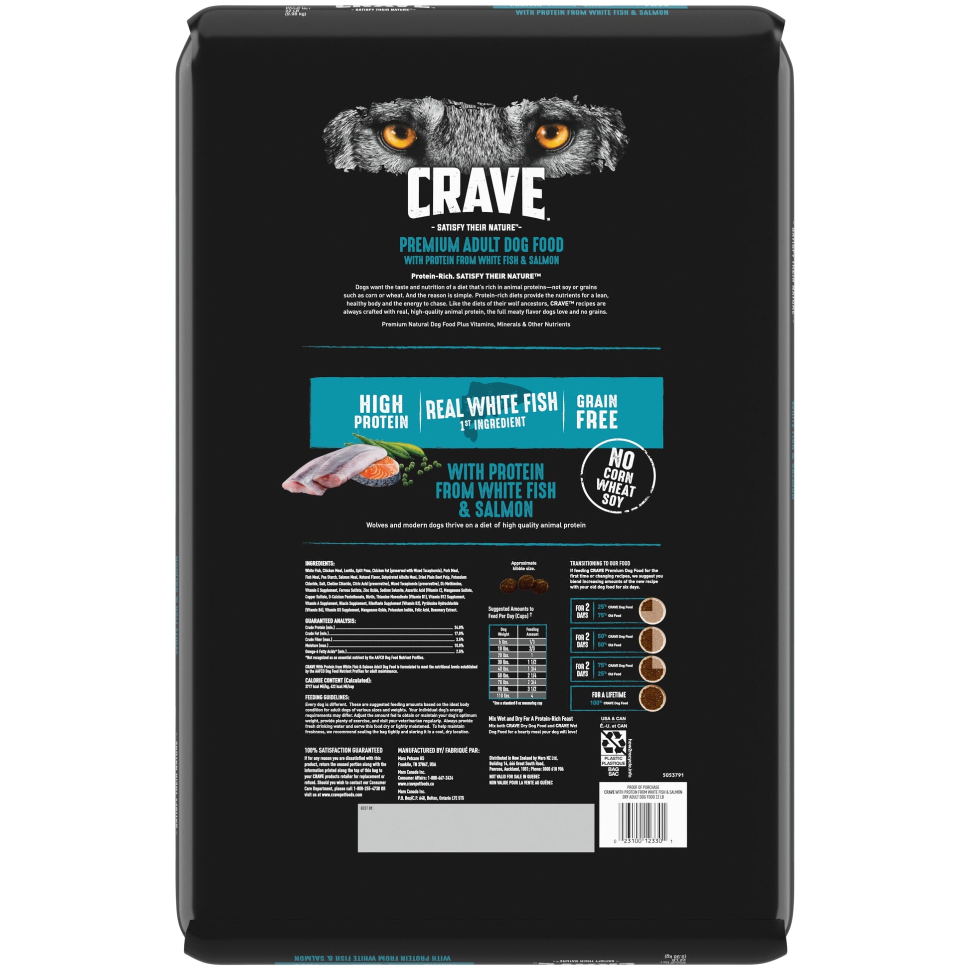 Crave Grain Free Adult Dry Dog Food With Protein From White Fish & Salmon, 22 Lb. Bag