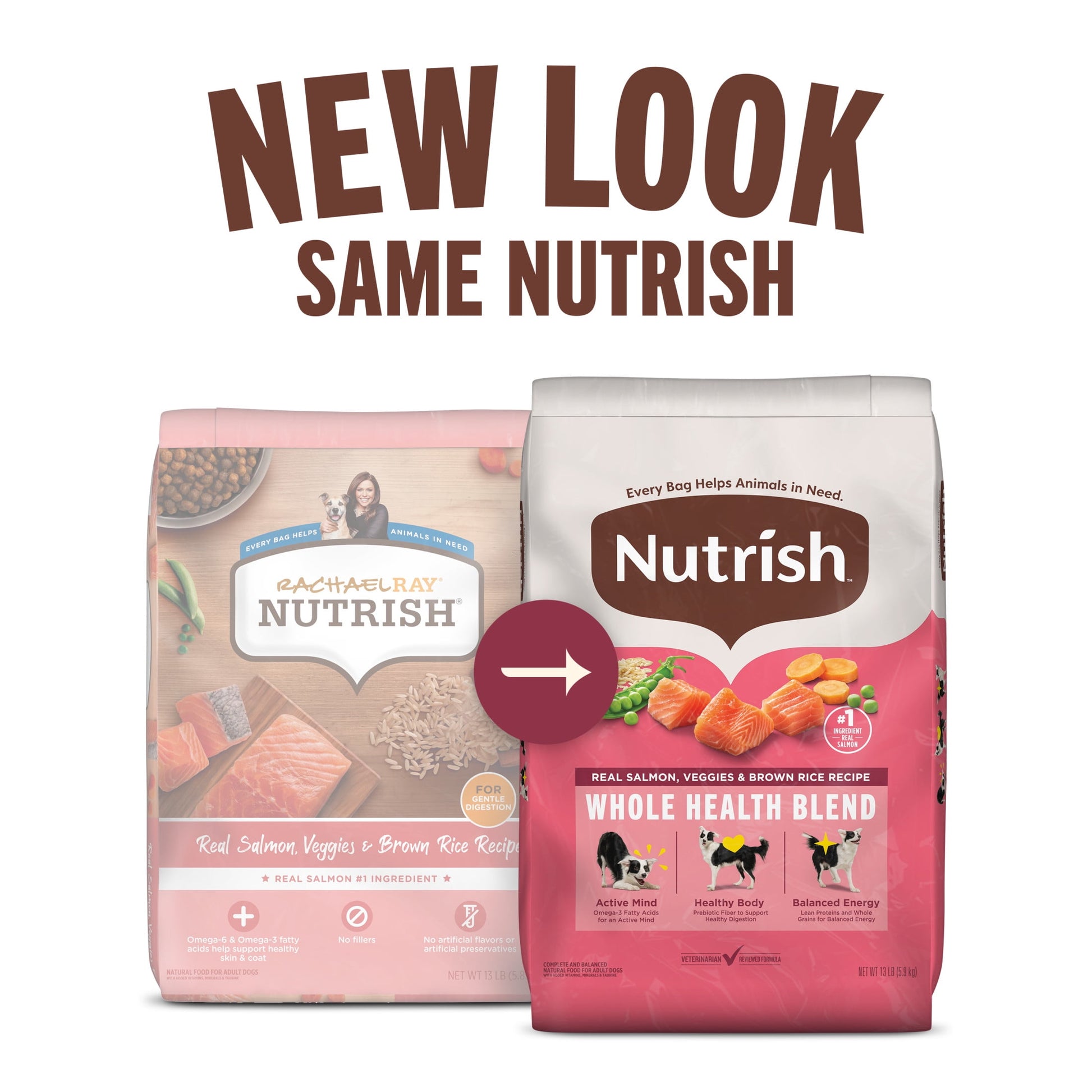 Nutrish Real Salmon, Veggies & Brown Rice Recipe Whole Health Blend Dry Dog Food, 26 lb. Bag (Rachael Ray)